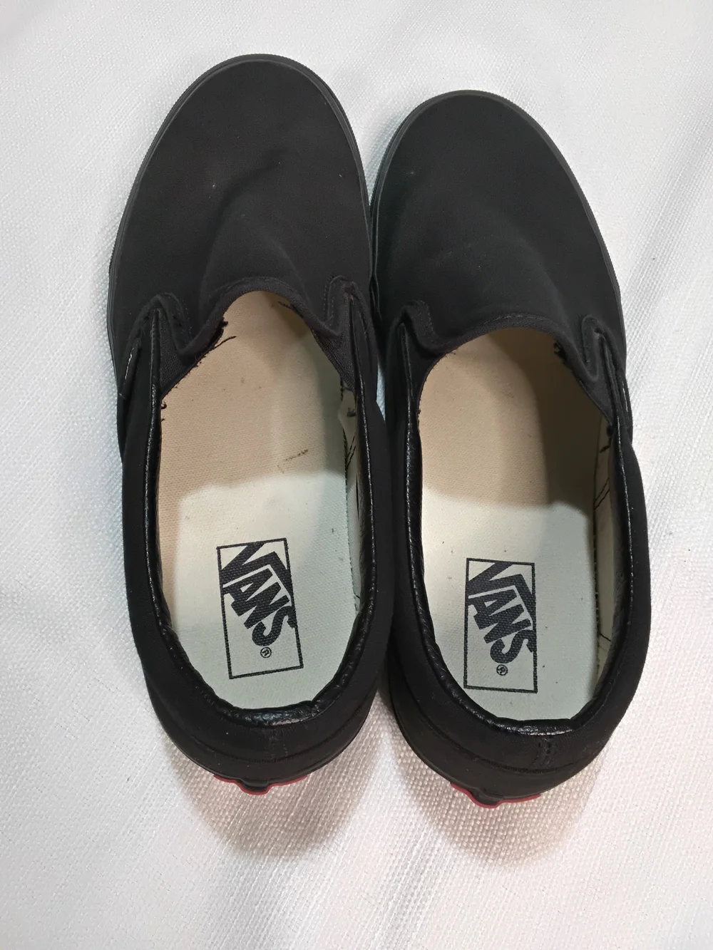 Vans Classic Slip-On Black Canvas Loafers Mens Sz 11.